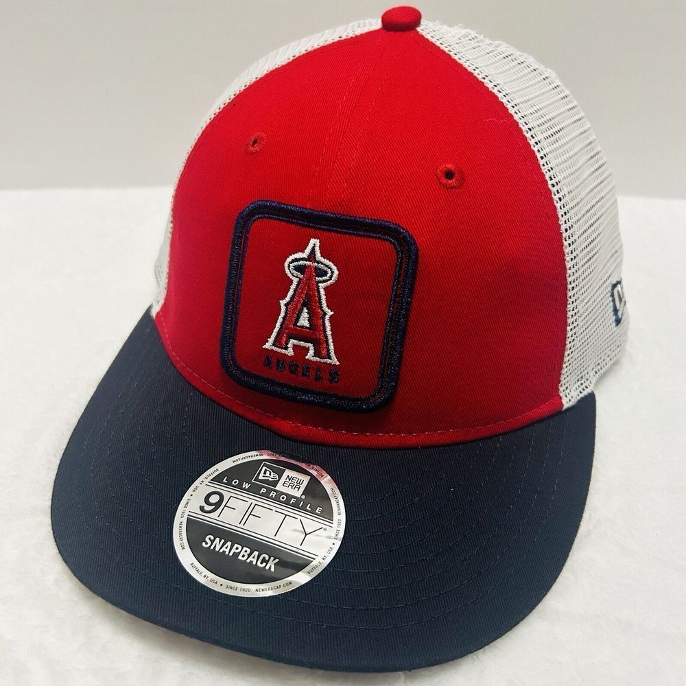 New Era Los Angeles Angels Squared Low 9FIFTY Snapback Hat Adjustable Red